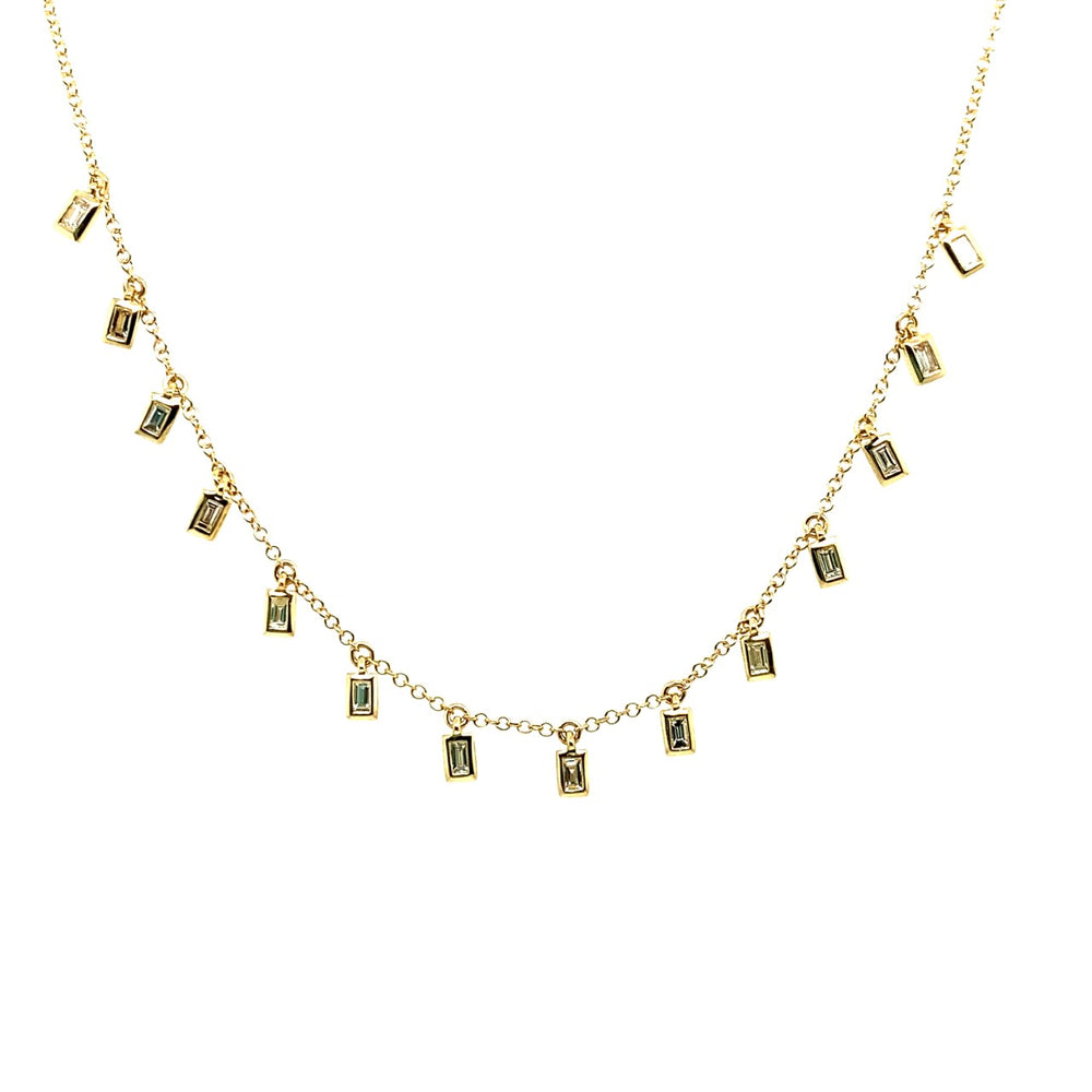 Diamond baguette dangle necklace