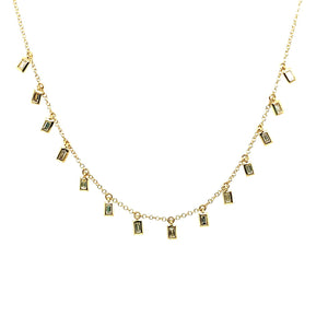 Diamond baguette dangle necklace