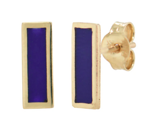 
                
                    Load image into Gallery viewer, 14KY Gold Lapis Bar Earrings
                
            