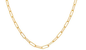 18k yellow gold paperclip chai