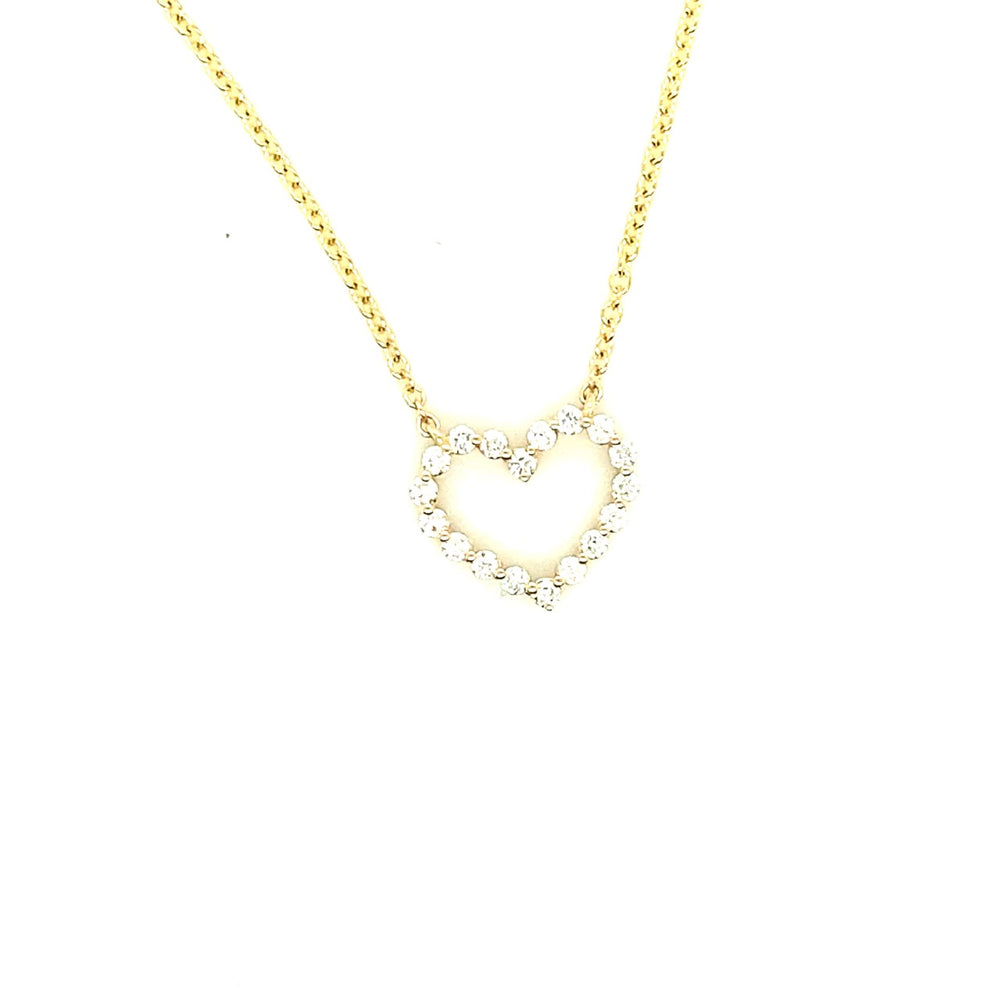 Open diamond heart pendant on chain necklace