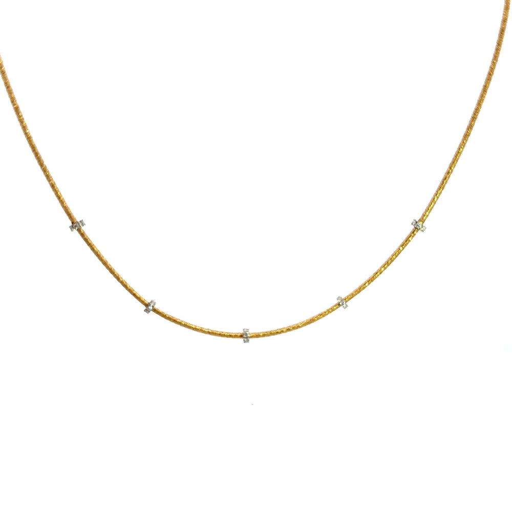 Gold wrapped diamond station necklace