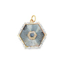 Fluted Hexagon Charm With Diamonds - Kelly Wade Jewelers