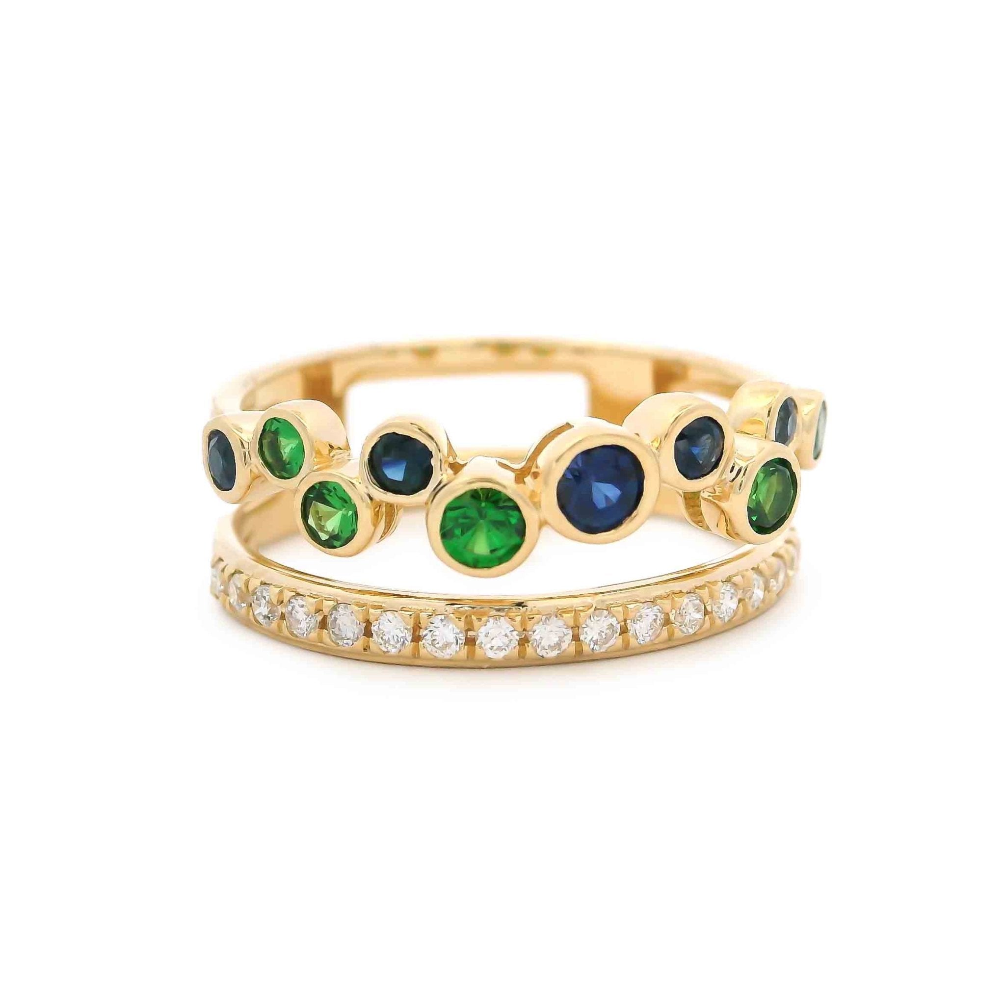 Garnet Sapphire Split Diamond Ring - Kelly Wade Jewelers