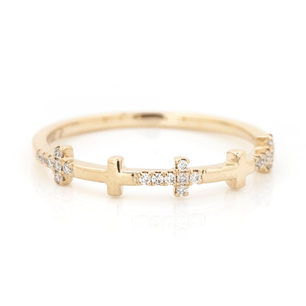 Gold and Diamond Cross Ring - Kelly Wade Jewelers Store