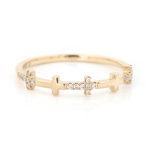 Gold and Diamond Cross Ring - Kelly Wade Jewelers Store
