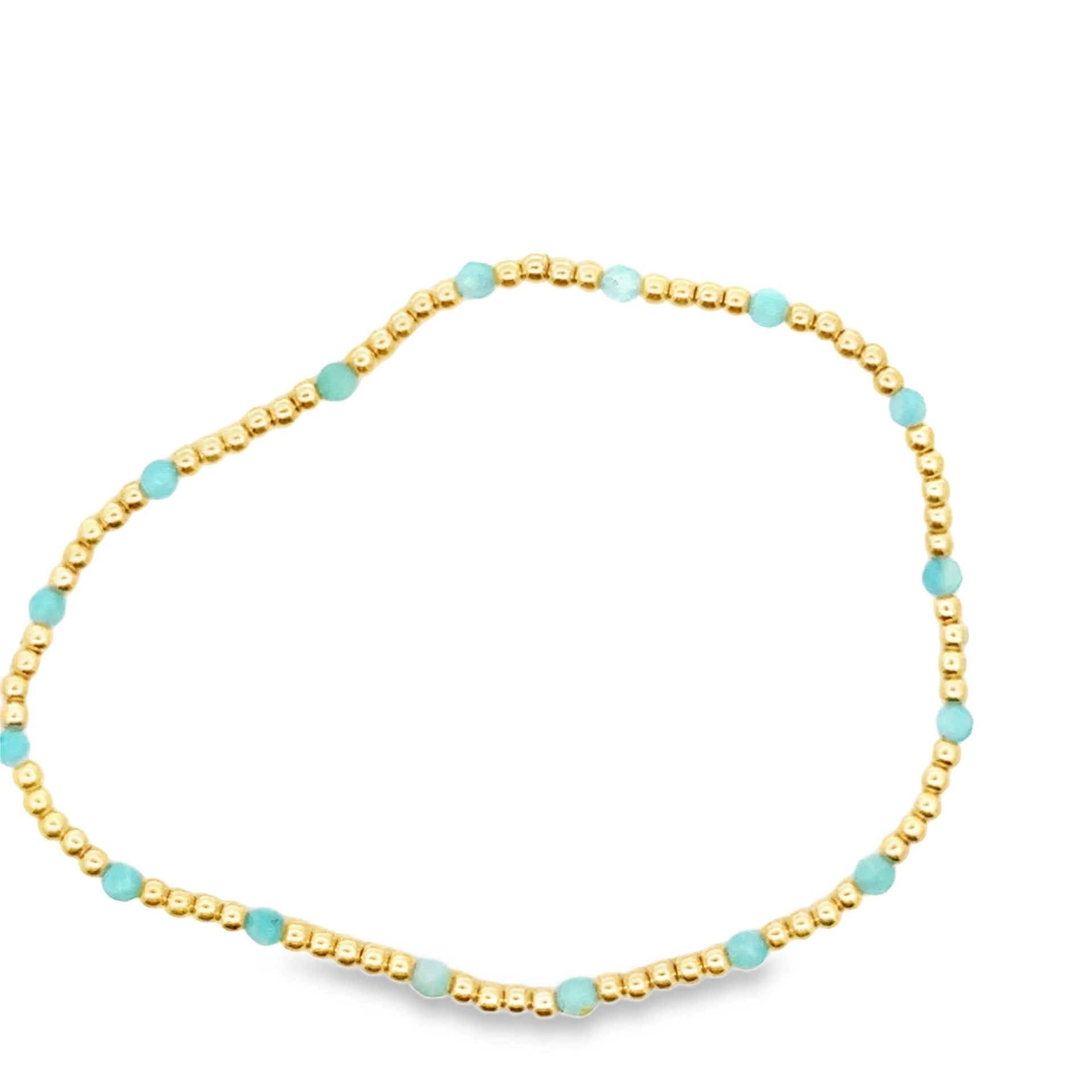 Gold Bead & Amazonite Stretch Bracelet - Kelly Wade Jewelers