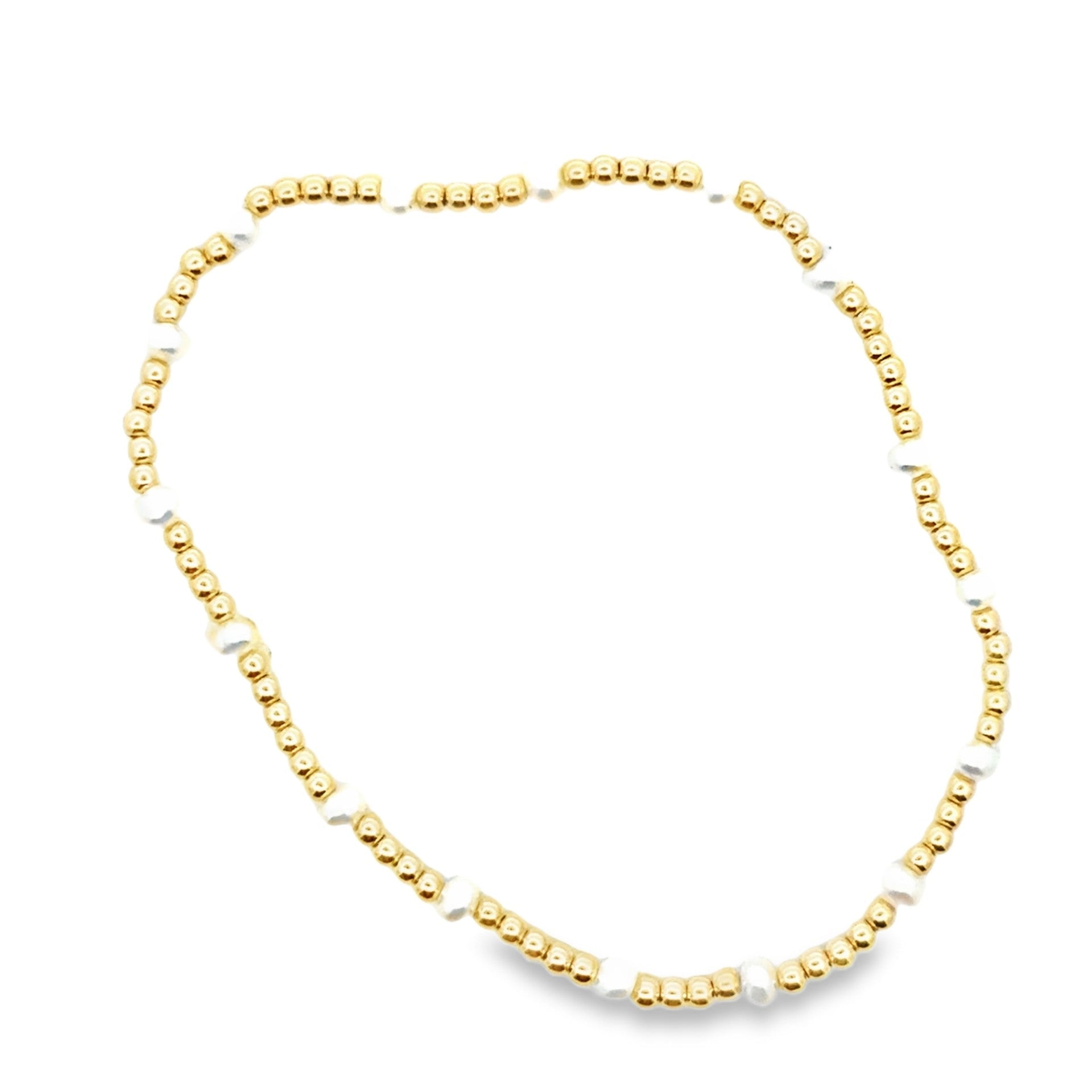 Gold Bead & Pearl Stretch Bracelet - Kelly Wade Jewelers