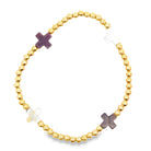 Gold Bead Stretch Bracelet With Oyster Shell Crosses - Kelly Wade Jewelers