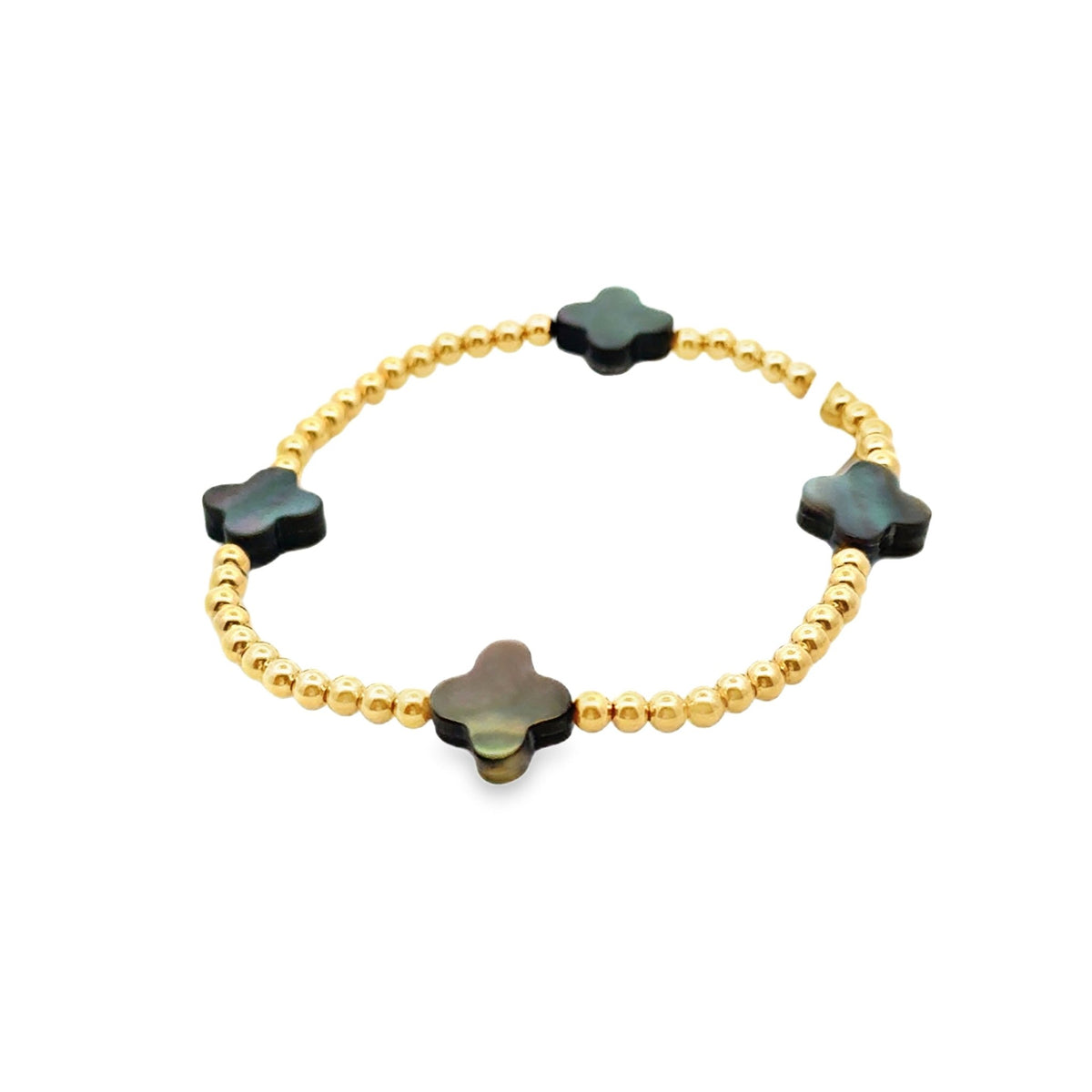 Gold filled 3mm beads with bla - Kelly Wade Jewelers