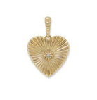 Gold Fluted Heart Charm - Kelly Wade Jewelers