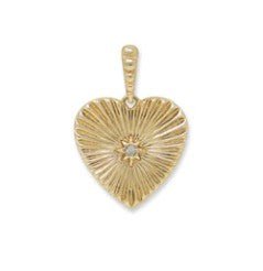 Gold Fluted Heart Charm - Kelly Wade Jewelers