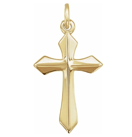 Gold Knife Edge Cross Pendant - Kelly Wade Jewelers