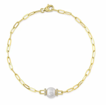 Gold Link Bracelet with Diamond Rondels - Kelly Wade Jewelers