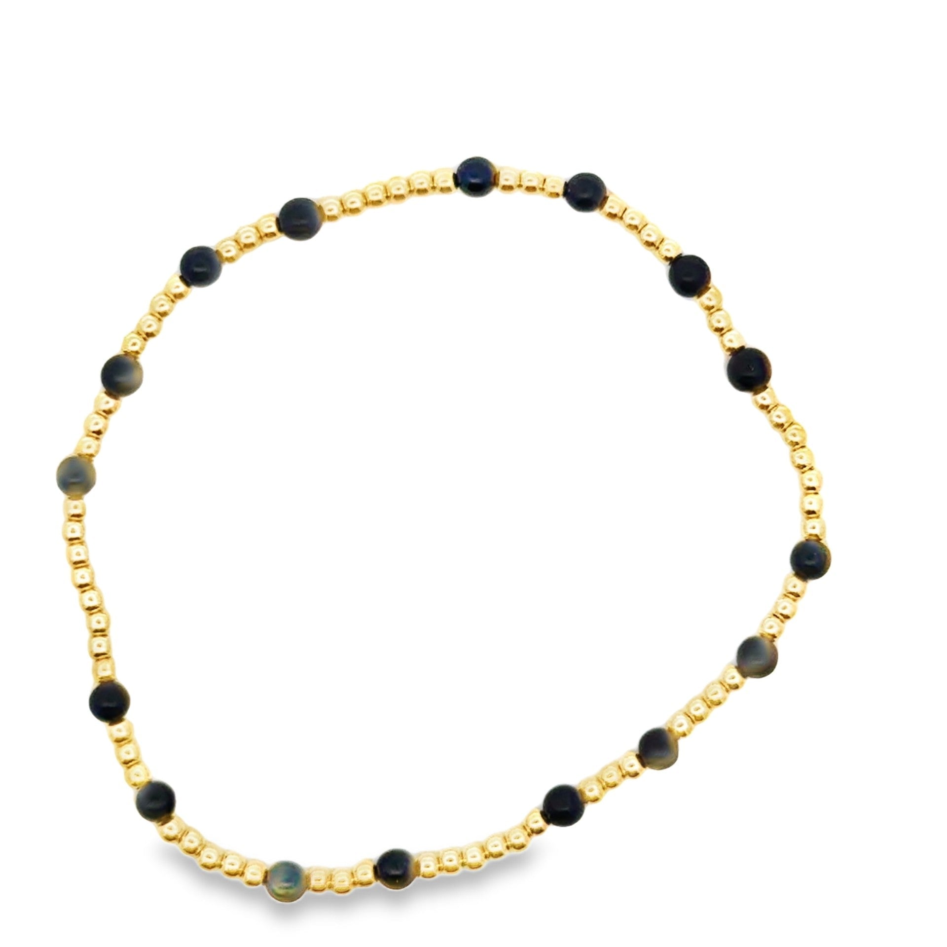Gold & Onyx Bead Stretch Bracelet - Kelly Wade Jewelers