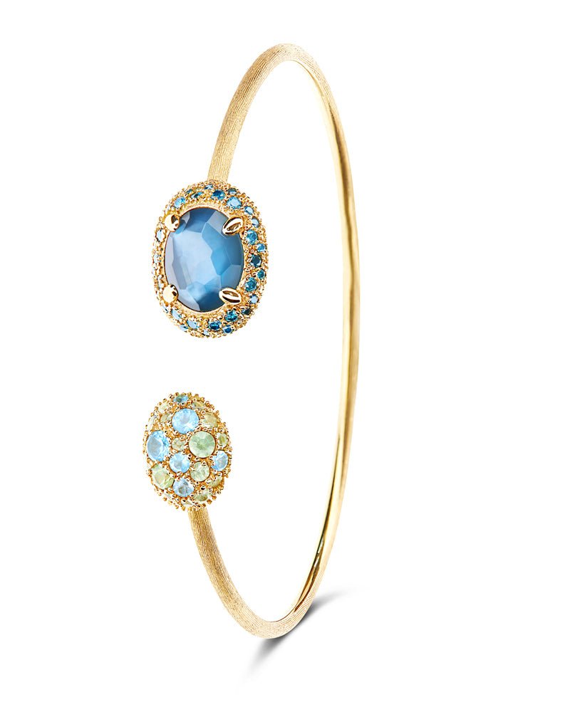 Gold Open Multi Stone Bangle - Kelly Wade Jewelers