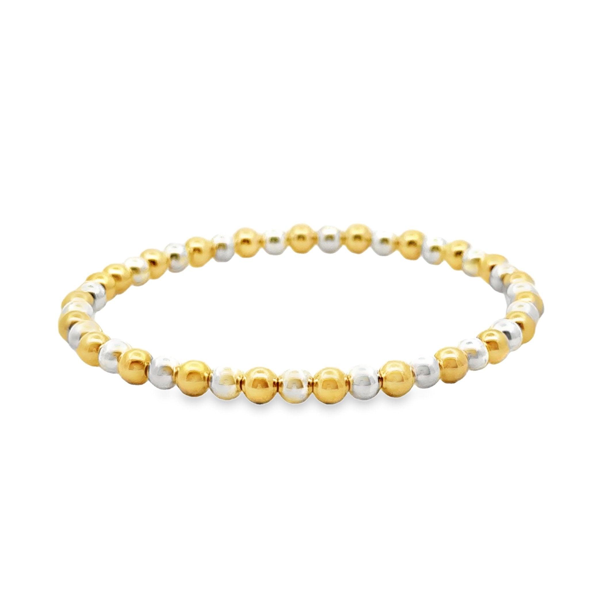 Gold & Silver Beaded Stretch Bracelet - Kelly Wade Jewelers