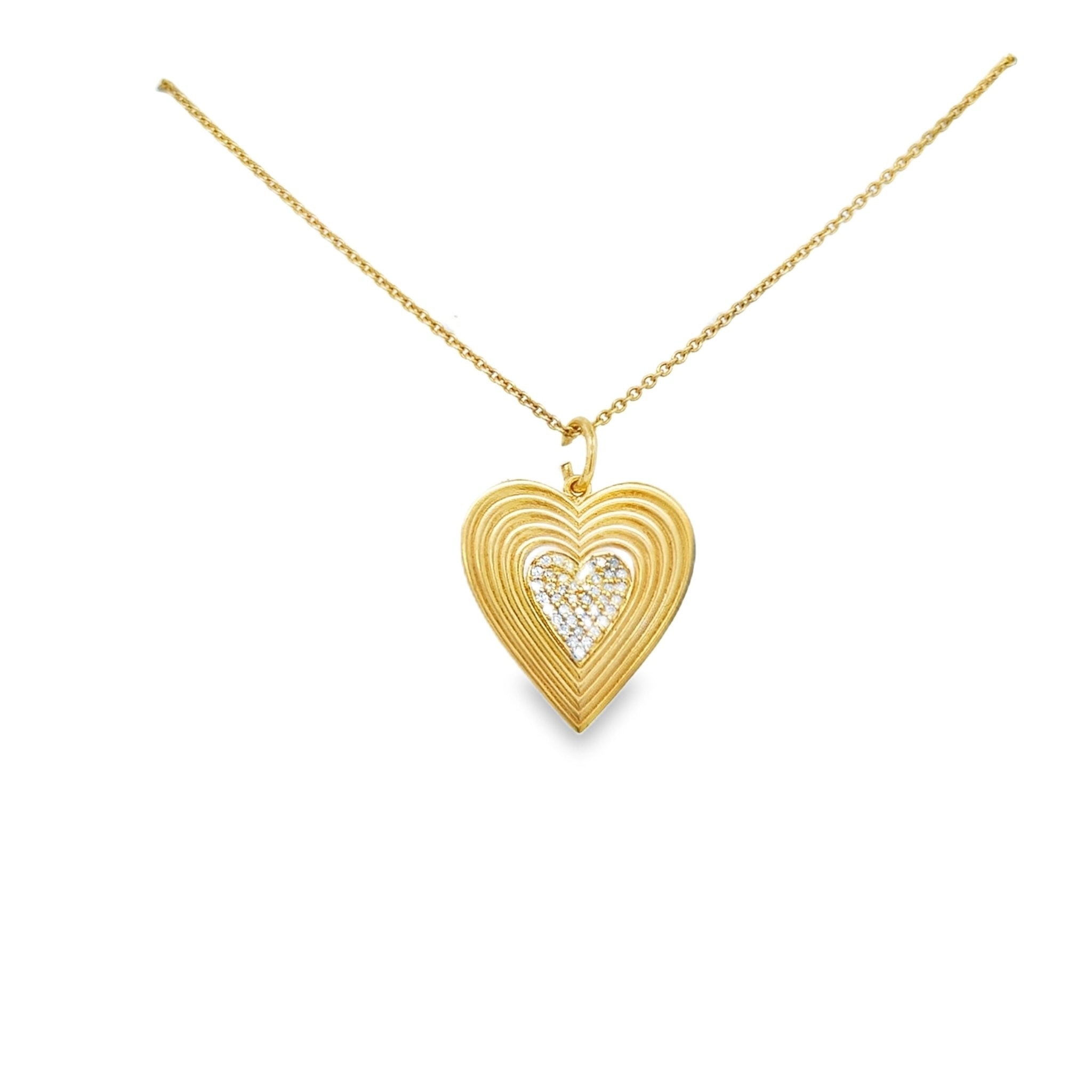Gold Stripe Heart Charm - Kelly Wade Jewelers