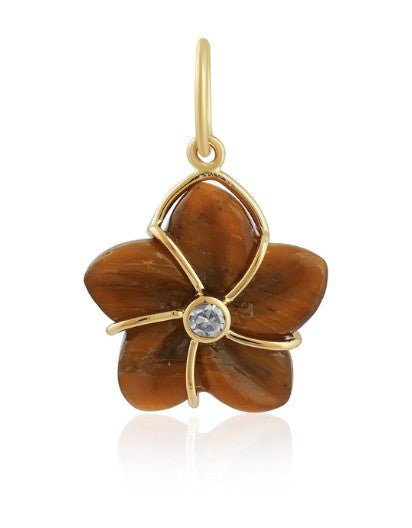 Gold Tiger's Eye Flower Charm - Kelly Wade Jewelers