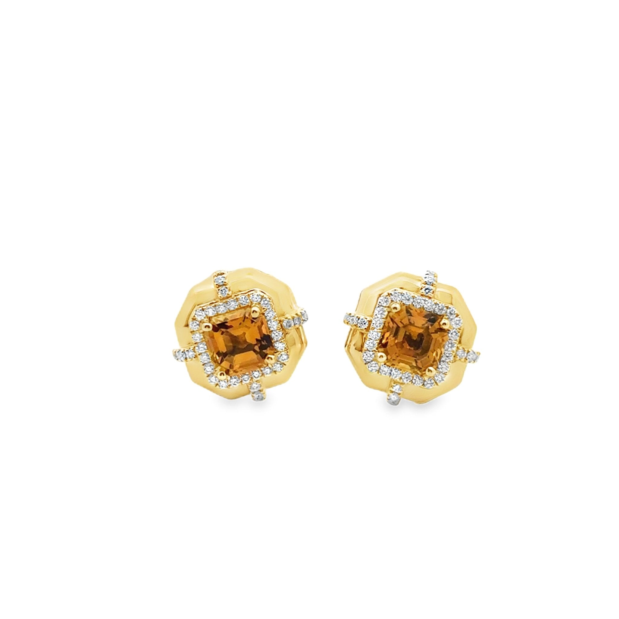 Goshwara Citrine Medallion Studs - Kelly Wade Jewelers
