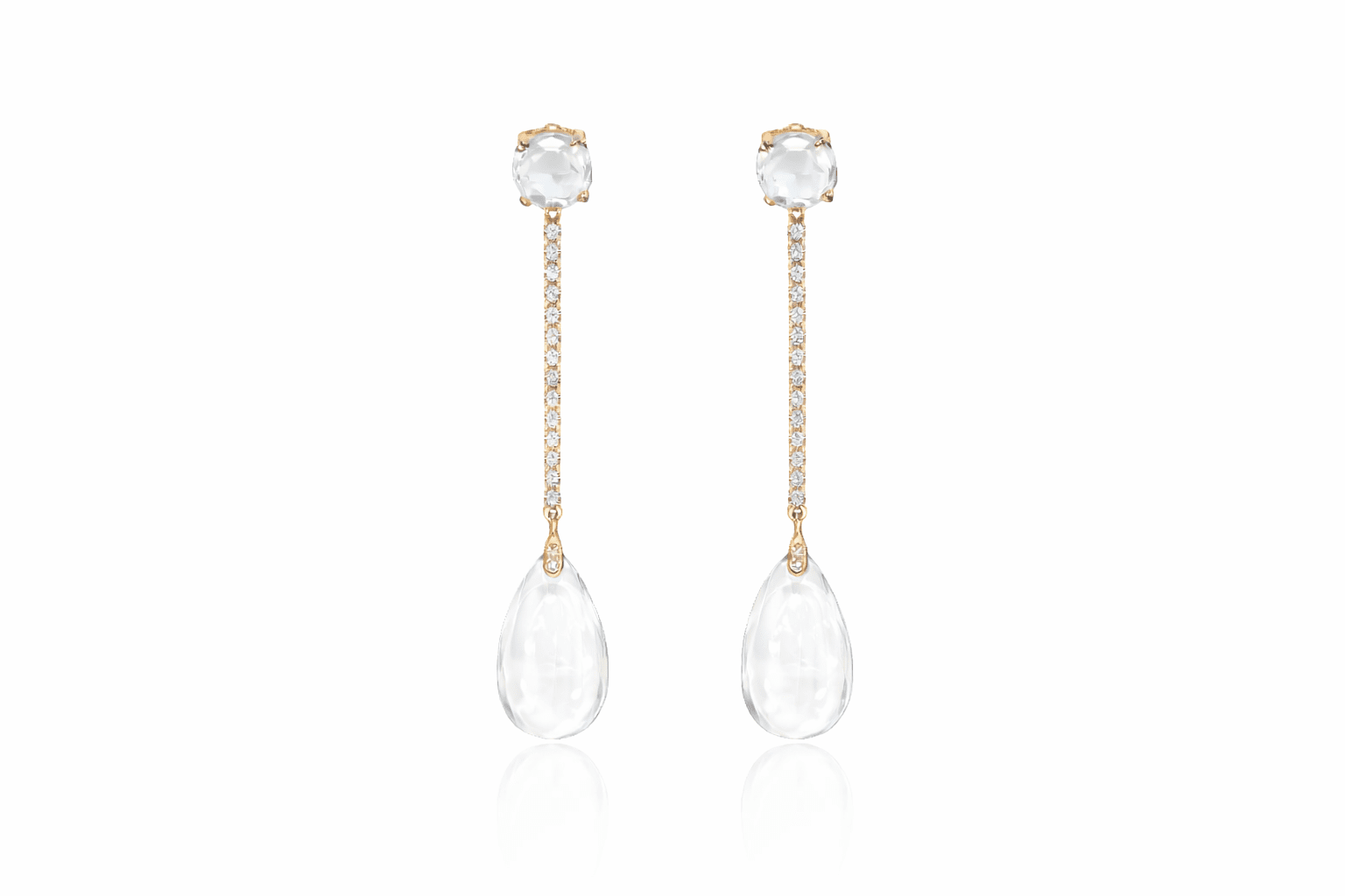 Goshwara Moon Quartz Diamond Drop Earrings - Kelly Wade Jewelers