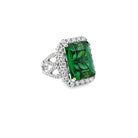 Green Tourmaline Diamond Halo Ring - Kelly Wade Jewelers