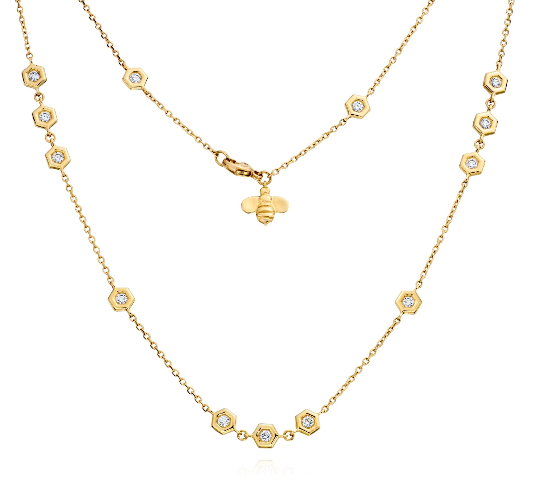 Honeycomb Diamond Bee Necklace - Kelly Wade Jewelers Store