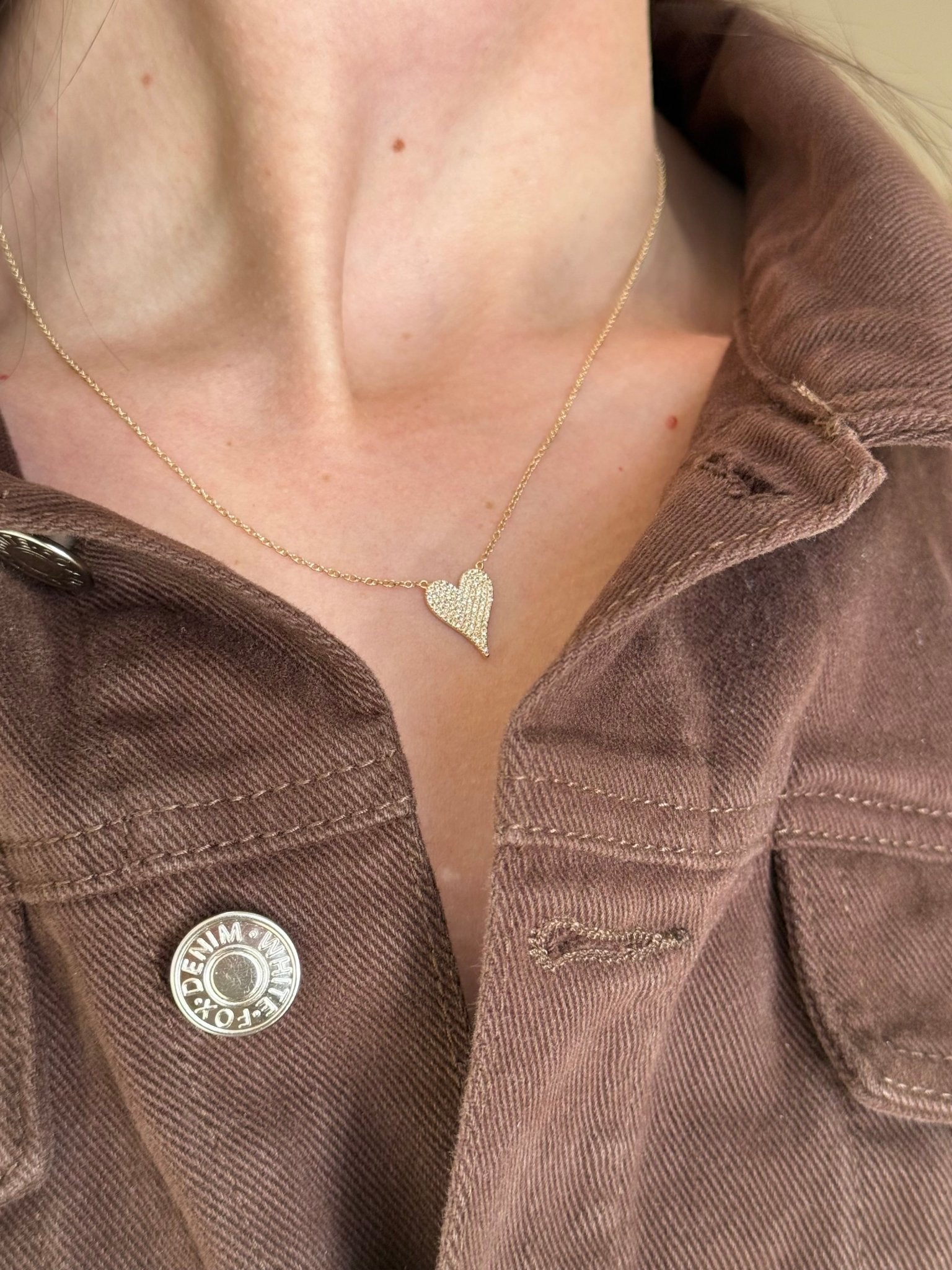 Large Pave Diamond Heart Pendant Necklace - Kelly Wade Jewelers