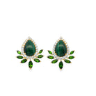 Malachite & Tsavorite Pear Earrings - Kelly Wade Jewelers