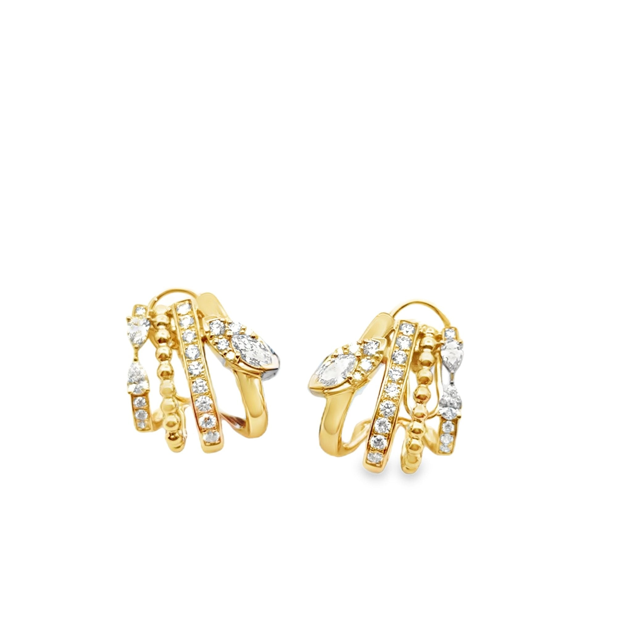 Mixed Diamond Curve Earrings - Kelly Wade Jewelers