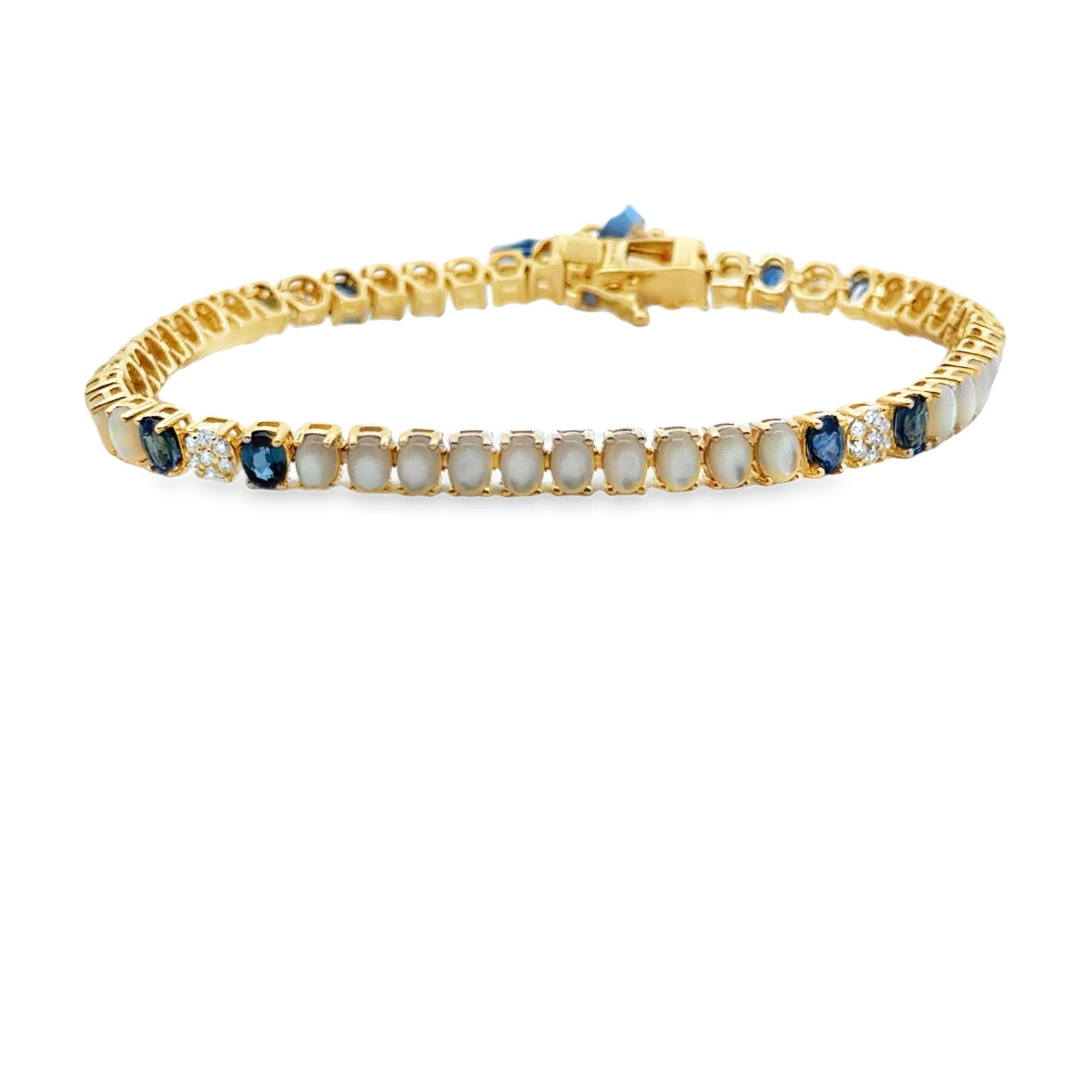 Mother Of Pearl With Sapphire and Diamond Bracelet - Kelly Wade Jewelers