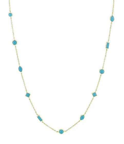 Multi - Shaped Turquoise Station Necklace - Kelly Wade Jewelers