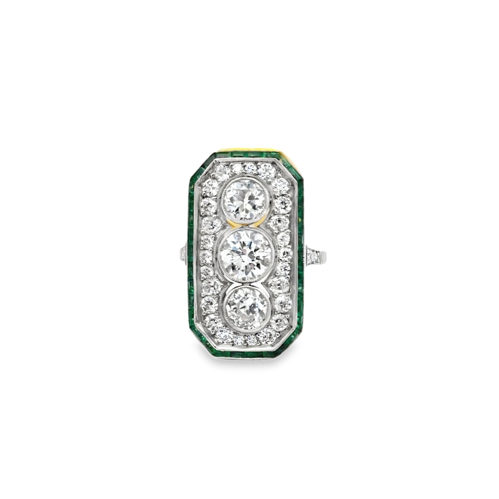 Old European Cut Diamond & Emerald Ring - Kelly Wade Jewelers