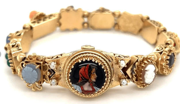 Omega Charm Gemstone Cameo Bracelet - Kelly Wade Jewelers