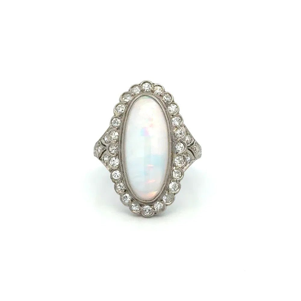 Opal Art Deco Ring - Kelly Wade Jewelers