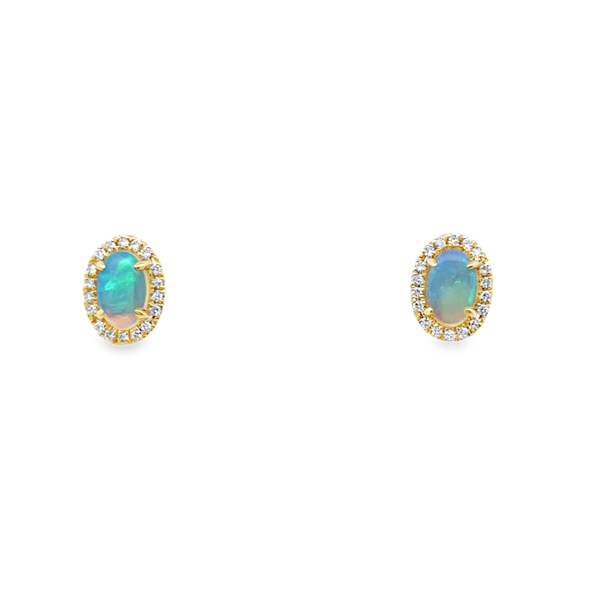 Opal & Diamond Halo Studs - Kelly Wade Jewelers