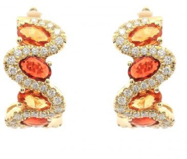 Orange Saphire Diamond Hoops - Kelly Wade Jewelers