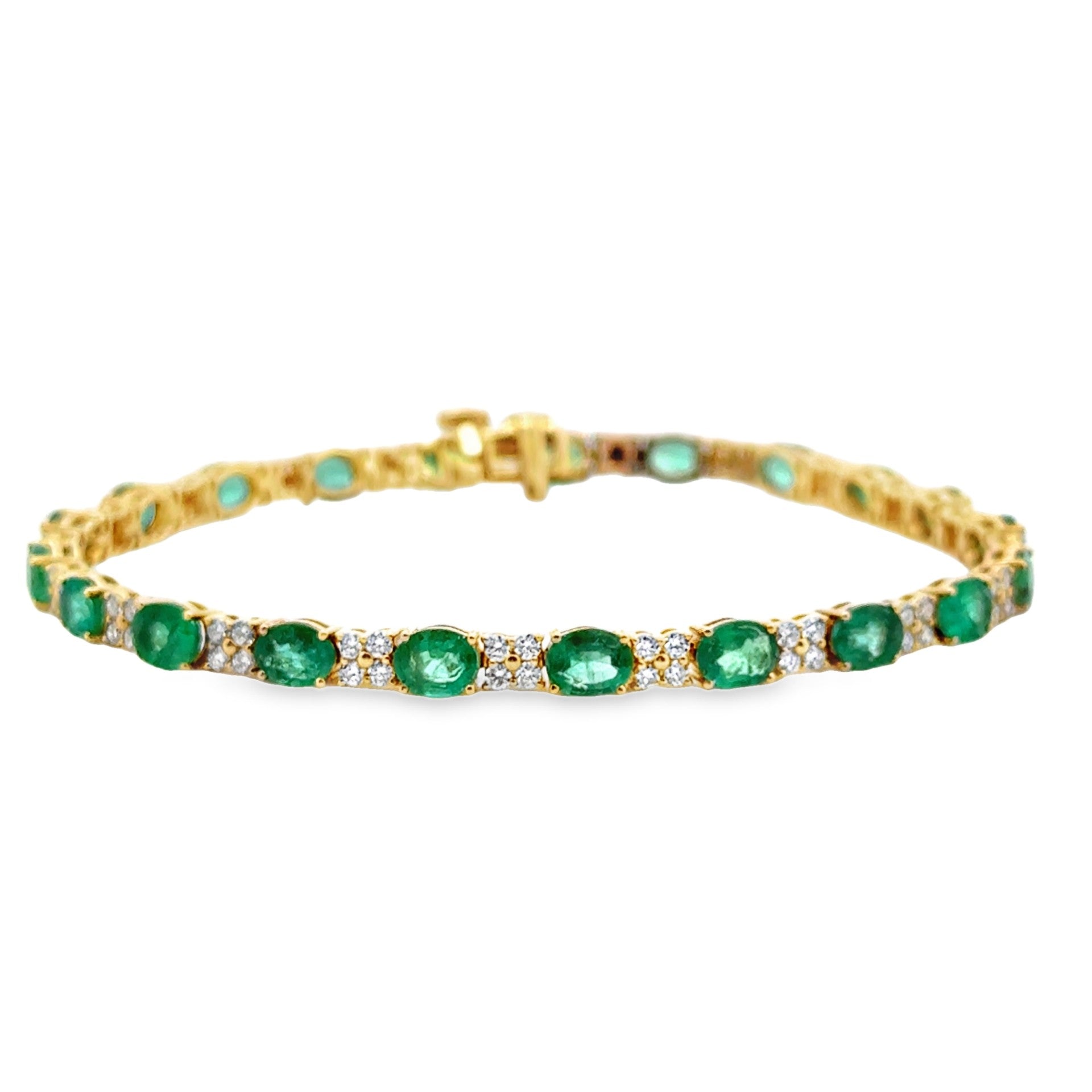 Oval Emerald & Diamond Flowers Bracelet - Kelly Wade Jewelers