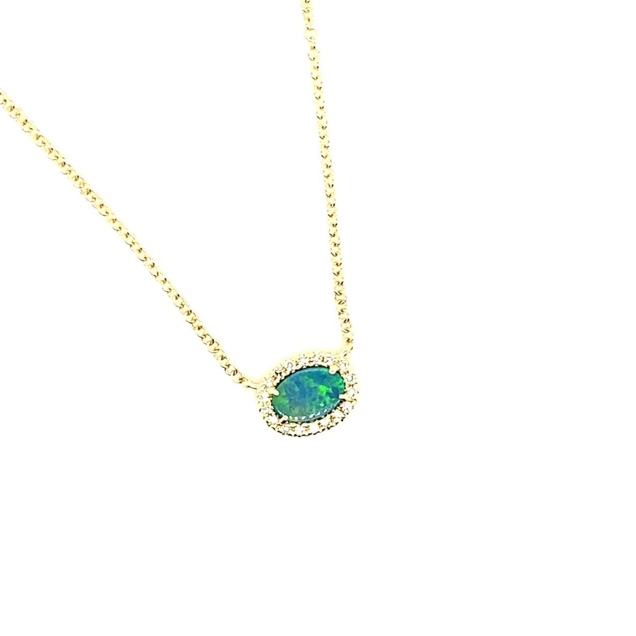 Oval Opal and Diamond Necklace - Kelly Wade Jewelers