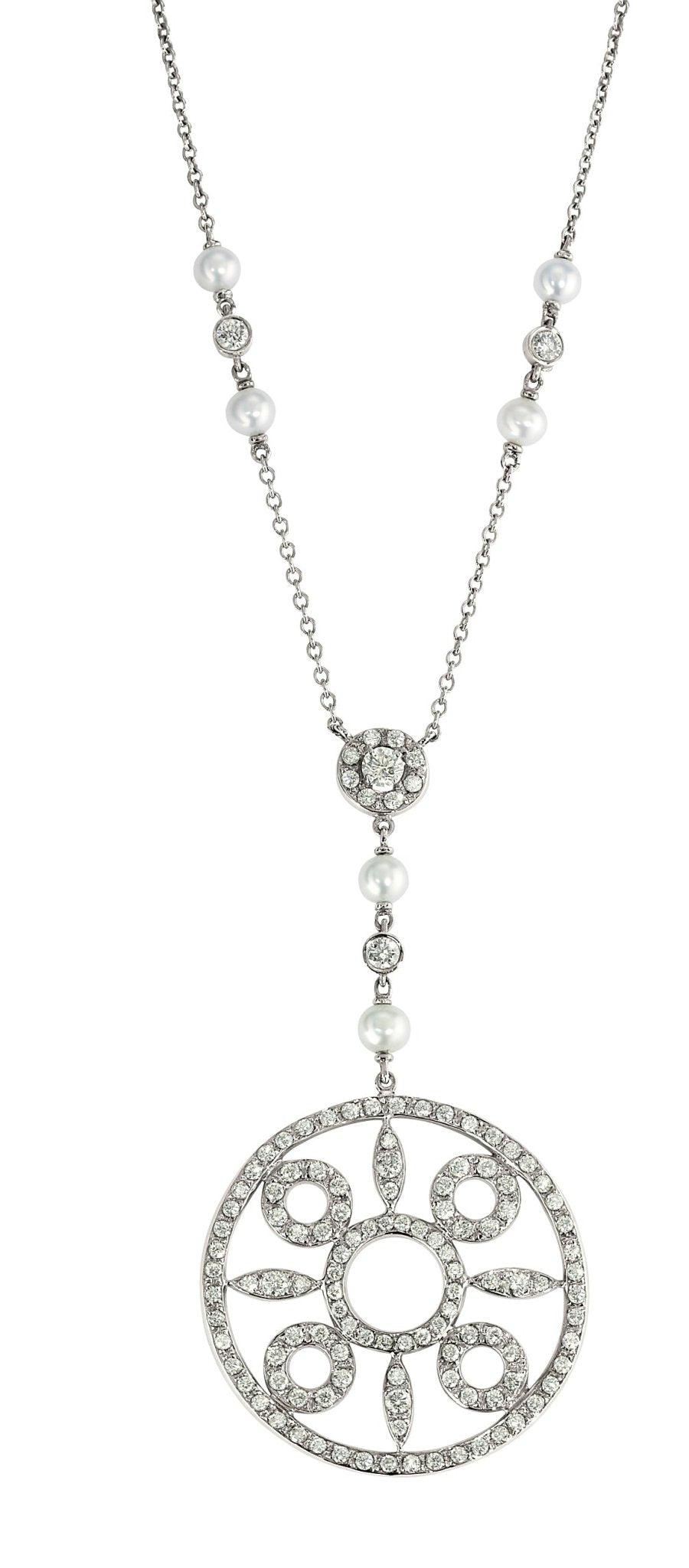 Partridge Diamond Pearl Necklace - Kelly Wade Jewelers Store