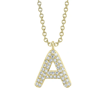 Pave Diamond A Necklace - Kelly Wade Jewelers