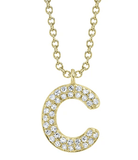 Pave Diamond C Necklace - Kelly Wade Jewelers