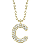 Pave Diamond C Necklace - Kelly Wade Jewelers