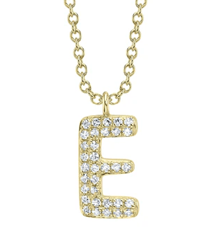 Pave Diamond E Necklace - Kelly Wade Jewelers