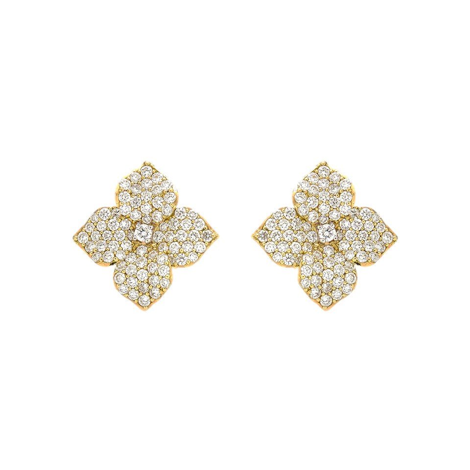 Pave Diamond Flower Earrings - Kelly Wade Jewelers