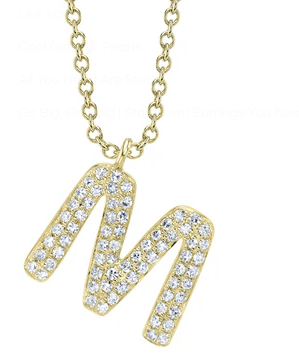 Pave Diamond M Necklace - Kelly Wade Jewelers