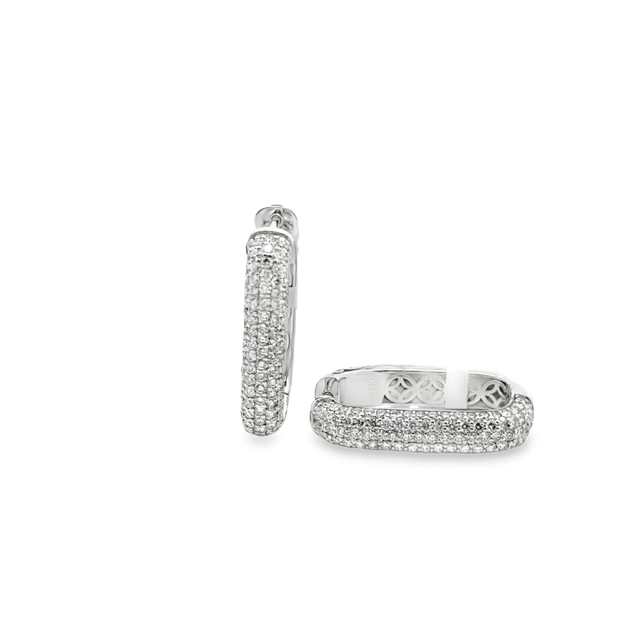 Pave Diamond Rectangle Hoops - Kelly Wade Jewelers