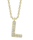 Pave Puffy Diamond L Necklace - Kelly Wade Jewelers