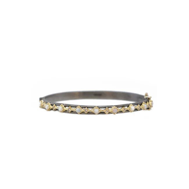 Peach Morganite & White Opal Bangle - Kelly Wade Jewelers