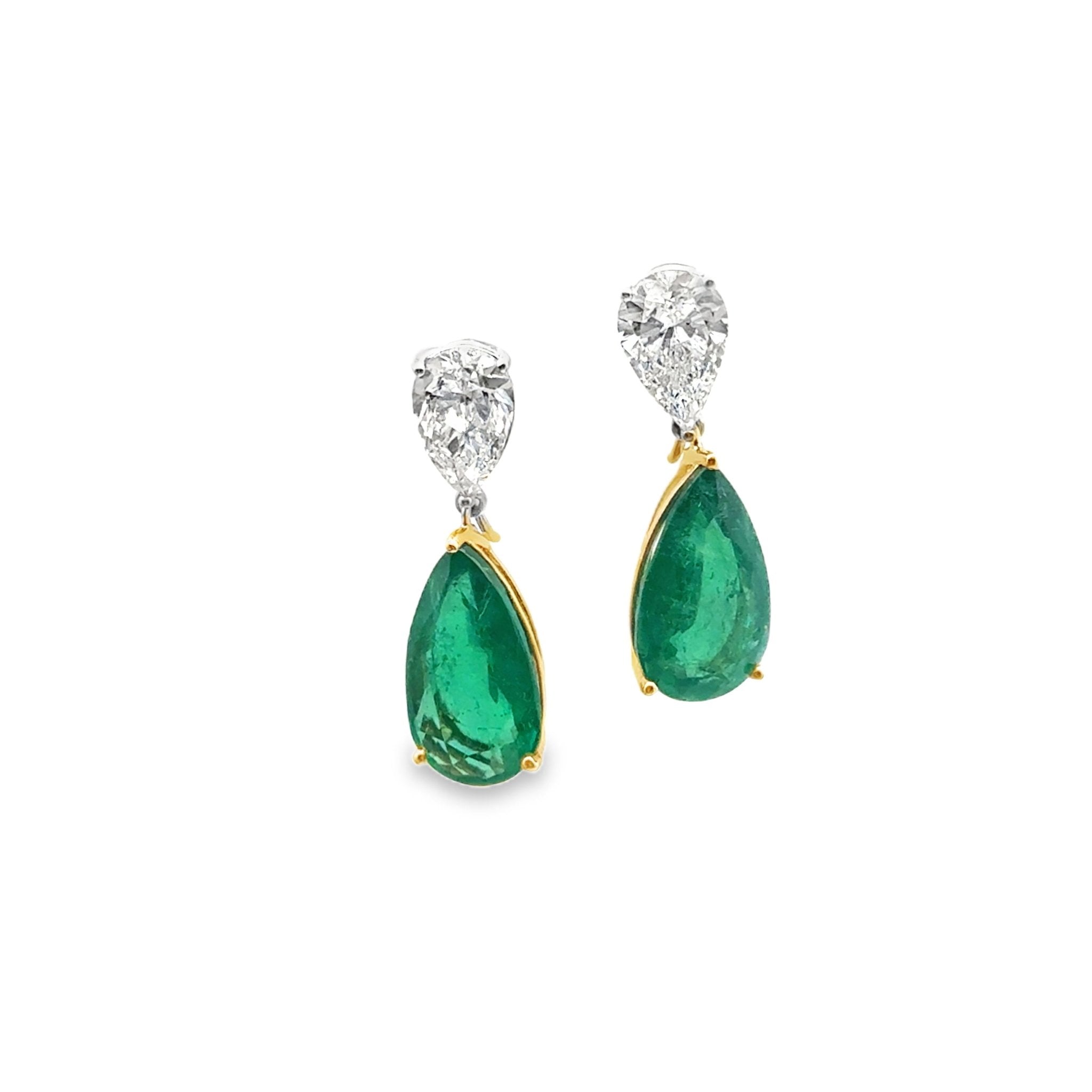 Pear Shape Emerald Drop Earrings - Kelly Wade Jewelers